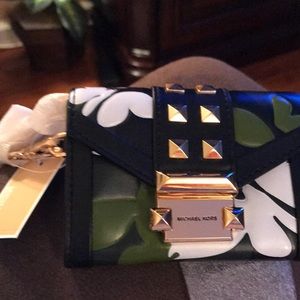 Michael Kors Butterfly Camo Chain Wallet Leather